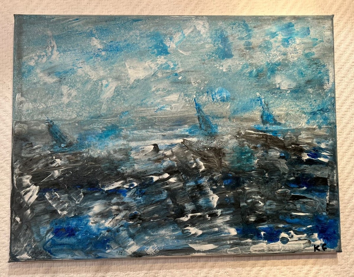 Chant des Vagues — Tableau art contemporain textural par Keltoum